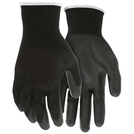 Mcr Safety Gloves, Black Poly Black PU 13 Gauge XL, 12PK B96699XL